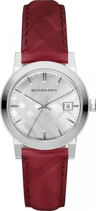 Uhrenarmband Burberry bu9152 Leder Rot