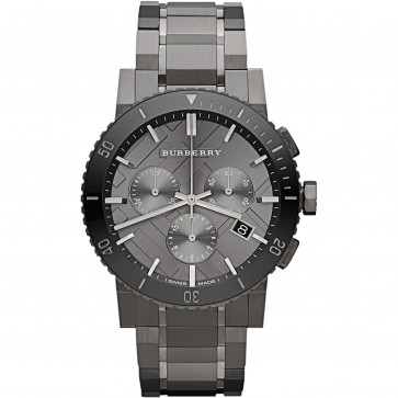 Uhrenarmband Burberry BU9381 / Light Grey Stahl Grau 22mm