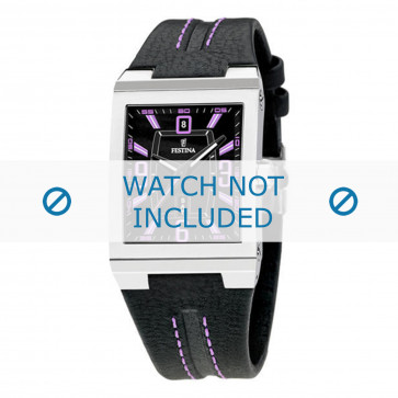 Uhrenarmband Festina F16185-B / F16295-3 Leder Schwarz 16mm