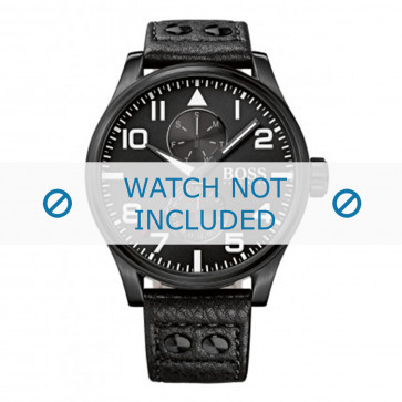 Hugo Boss Uhrenarmband HB-88-1-34-2733 / HB1513083 Leder Schwarz 24mm + schwarzen nähte