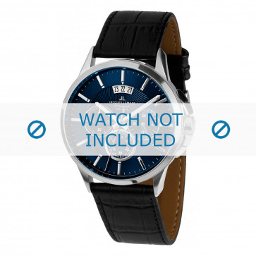 Jacques Lemans Uhrenarmband 1-1542G Leder Schwarz + schwarzen nähte