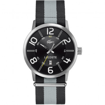 Lacoste Uhrenarmband 2010497 / LC-44-1-14-2213 Nylon Schwarz 24mm + schwarzen nähte