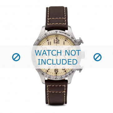 Nautica Uhrenarmband A15537G Leder Braun 22mm + weiße nähte