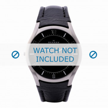 Skagen Uhrenarmband 619XXLTLB Leder Schwarz + schwarzen nähte