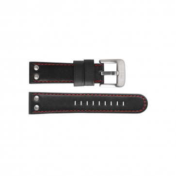 TW Steel Uhrenarmband TWB411L Leder Schwarz 24mm + roten nähte
