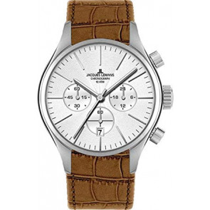 Uhrenarmband Jacques Lemans 1-1426B Kroko leder Cognac