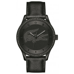 Lacoste Uhrenarmband 2000823 / LC-74-3-34-2475S Leder Schwarz 20mm + schwarzen nähte