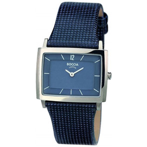 Uhrenarmband Boccia 3203-01 Leder Blau 24mm
