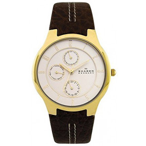 Uhrenarmband Skagen 433XLGL1 Leder Braun 19mm