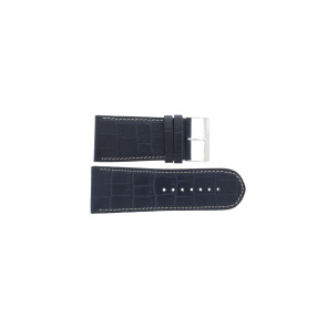 Kroko echt Leder Uhrenarmband dunkelblau mit weißer Naht WP-61324.36mm