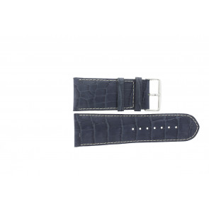 Kroko echt Leder Uhrenarmband dunkelblau mit weißer Naht WP-61324.36mm