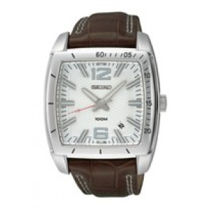 Seiko Uhrenarmband 7N42-0EA0-SGEE21P1 Leder Braun + weiße nähte