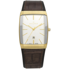 Uhrenarmband Skagen 984LGLD Leder Braun 28mm