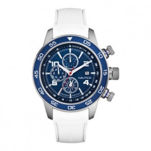 Nautica Uhrenarmband A20104G Kautschuk Weiss + weiße nähte