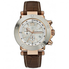 Guess Uhrenarmband A47007G1 Leder Braun + weiße nähte