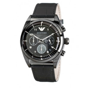 Uhrenarmband Armani AR0393 Leder Schwarz 22mm