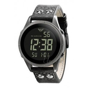 Uhrenarmband Armani AR0637 Leder Schwarz