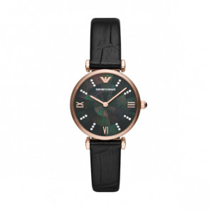 Uhrenarmband Armani AR11503 Leder Schwarz 14mm