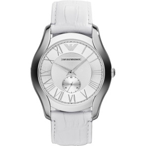 Uhrenarmband Armani AR1751 Leder Weiss 22mm