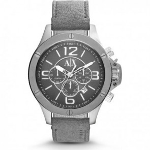 Uhrenarmband Armani Exchange AX1510 Leder Grau 22mm