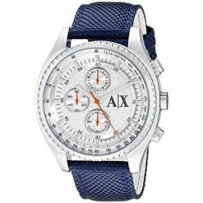 Uhrenarmband Armani Exchange AX1609 Leder/Textil Blau 22mm