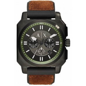 Uhrenarmband Armani Exchange AX1652 Leder/Kunststoff Braun 26mm