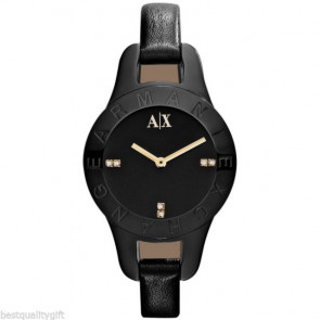 Uhrenarmband Armani Exchange AX4125 Leder Schwarz 8mm