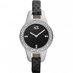 Uhrenarmband Armani Exchange AX4132 Leder Schwarz 8mm