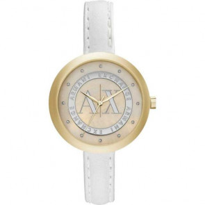 Uhrenarmband Armani Exchange AX4227 Leder Weiss 12mm