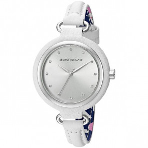 Uhrenarmband Armani Exchange AX4237 Leder Weiss 12mm