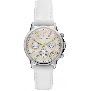 Uhrenarmband Armani Exchange AX4328 Leder Weiss 18mm