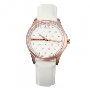 Uhrenarmband Armani Exchange AX5205 Leder Weiss 18mm