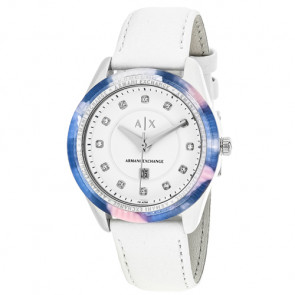 Uhrenarmband Armani Exchange AX5437 Leder Weiss 18mm