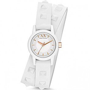 Uhrenarmband Armani Exchange AX6023 Leder Weiss 12mm