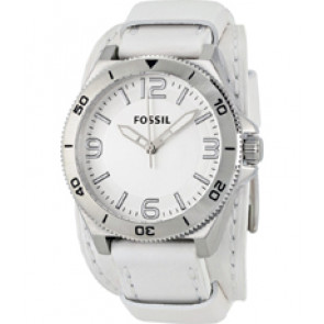 Uhrenarmband Fossil BQ1168 Leder Weiss 22mm