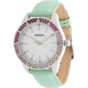 Uhrenarmband Fossil BQ1221 Leder Grün 18mm