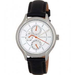 Uhrenarmband Fossil BQ1588 Leder Schwarz 18mm