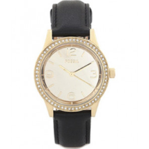 Uhrenarmband Fossil BQ1674 Leder Schwarz 18mm