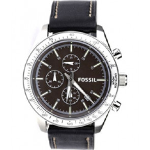 Uhrenarmband Fossil BQ2069 Leder Schwarz 22mm