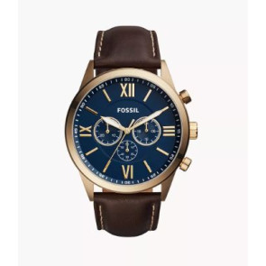 Uhrenarmband Fossil BQ2095 Leder Dunkelbraun 26mm