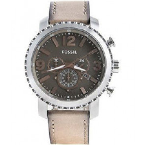 Uhrenarmband Fossil BQ2136 Leder Beige 24mm