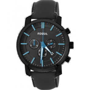 Uhrenarmband Fossil BQ2254 Leder Schwarz 22mm