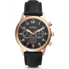 Uhrenarmband Fossil BQ2283 Leder Schwarz 22mm
