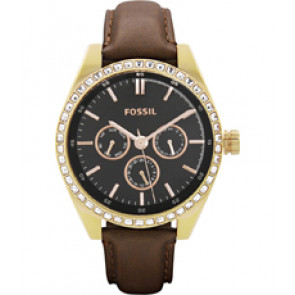 Uhrenarmband Fossil BQ3060 Leder Braun 18mm