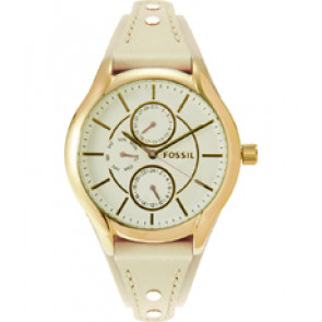 Uhrenarmband Fossil BQ3091 Leder Weiss 18mm