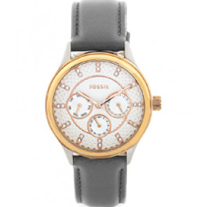 Uhrenarmband Fossil BQ3123 Leder Grau 18mm