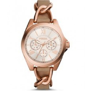 Uhrenarmband Fossil BQ3410 Leder Beige 18mm