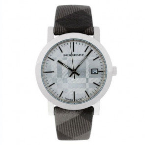 Uhrenarmband Burberry BU1869 Leder/Kunststoff Grau 20mm