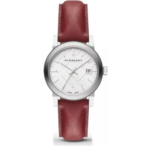 Uhrenarmband Burberry Bu9129 Leder Rot