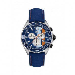 Uhrenarmband Tag Heuer CAZ101N / BC0933 Leder/Kunststoff Blau 21.5mm